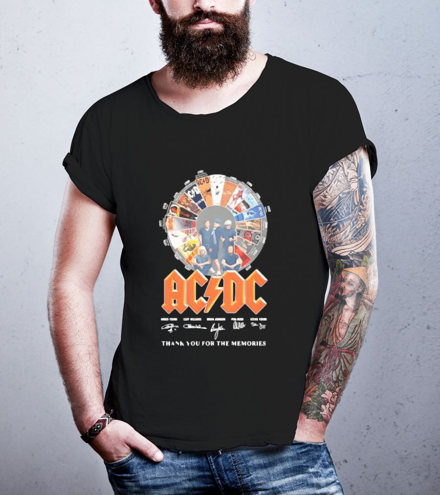 AC DC Band Name Album Collage Thank You For The Memories T-Shirt