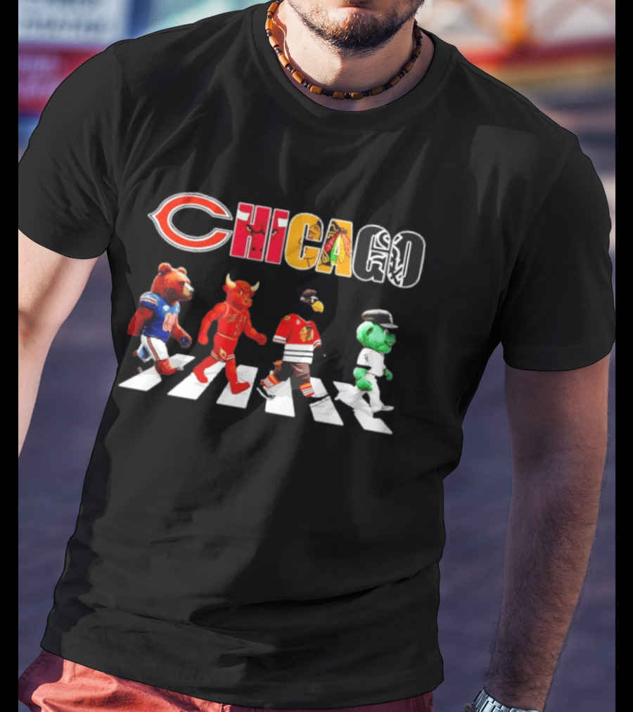 Chicago Bears Bulls Blackhawks White Sox Road Crossover Sports Teams T-Shirt