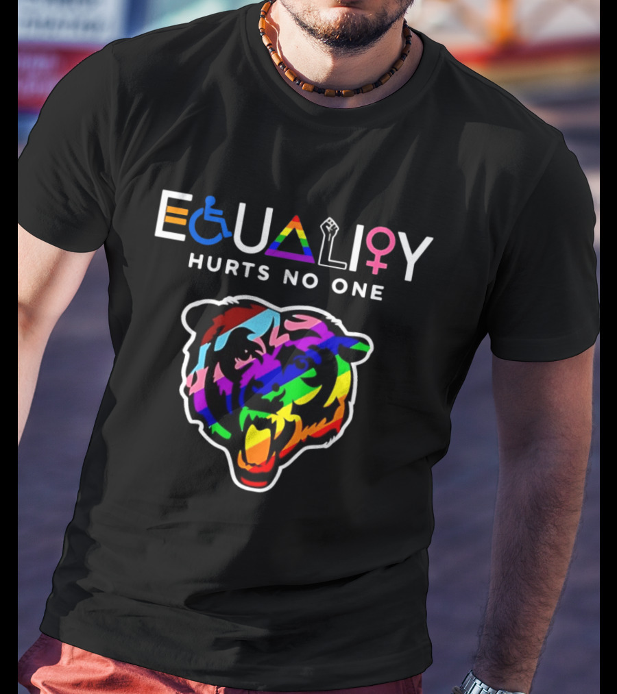 Chicago Bears Equality Hurts No One Rainbow Bear Diversity T-Shirt