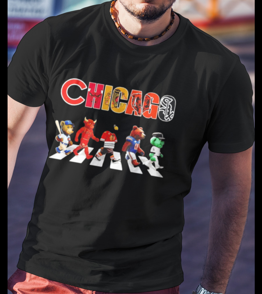 Chicago Bulls Blackhawks Bears White Sox Cubs Abbey Road Streetxty T-Shirt