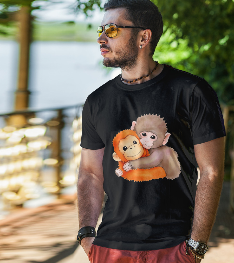 Baby Monkey Named Punch Hugging Meme Cute Animal Friendship T-Shirt