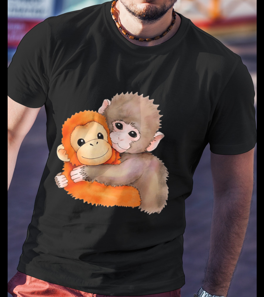Baby Monkey Named Punch Hugging Meme Cute Animal Friendship T-Shirt