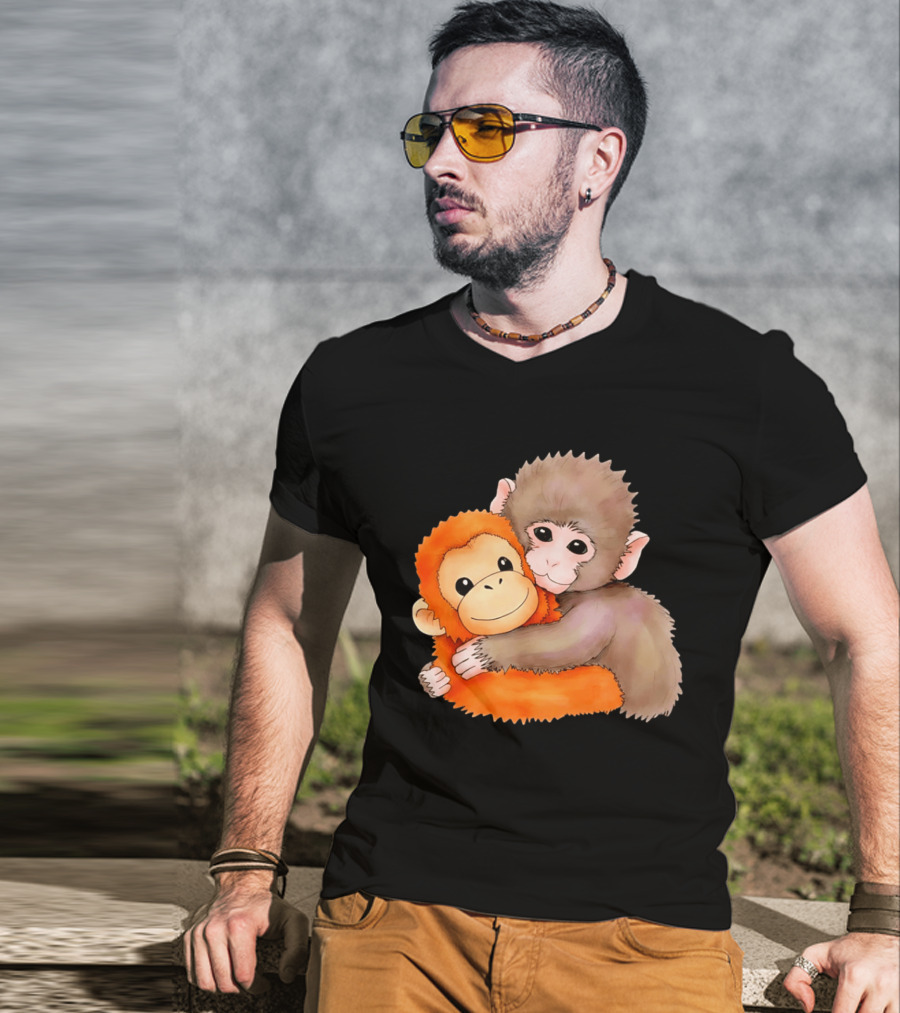 Baby Monkey Named Punch Hugging Meme Cute Animal Friendship T-Shirt