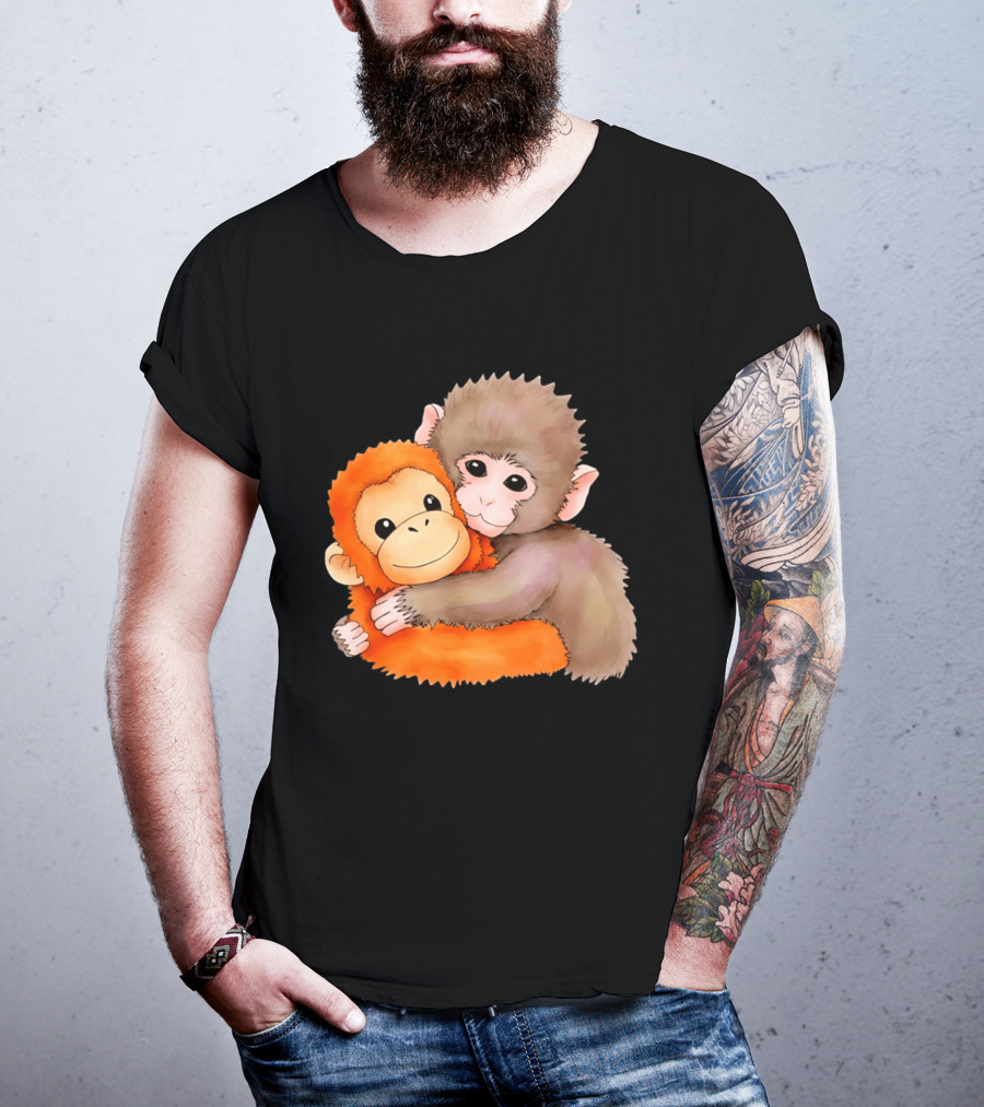 Baby Monkey Named Punch Hugging Meme Cute Animal Friendship T-Shirt