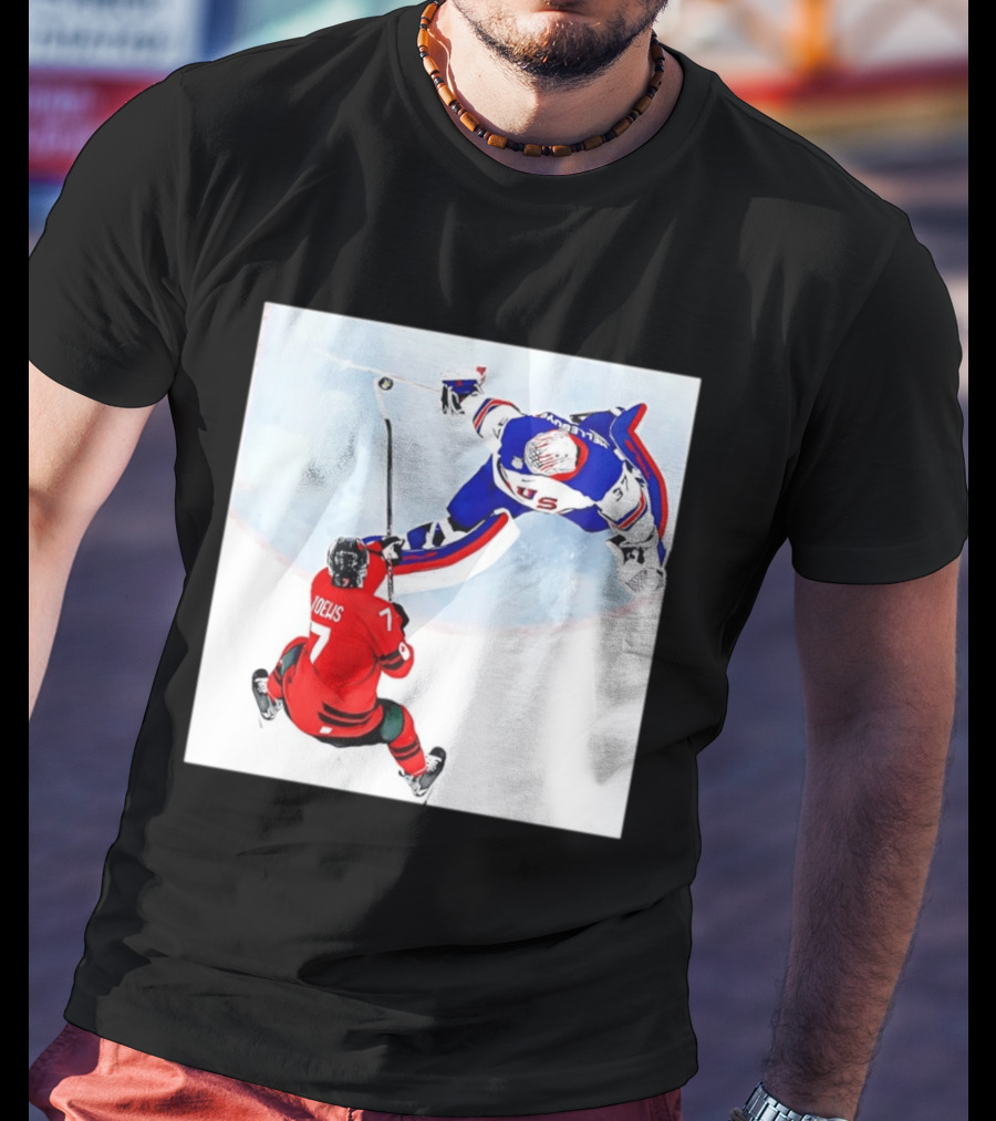 Connor Hellebuyck USA Goalie Save Hockey Match T-Shirt