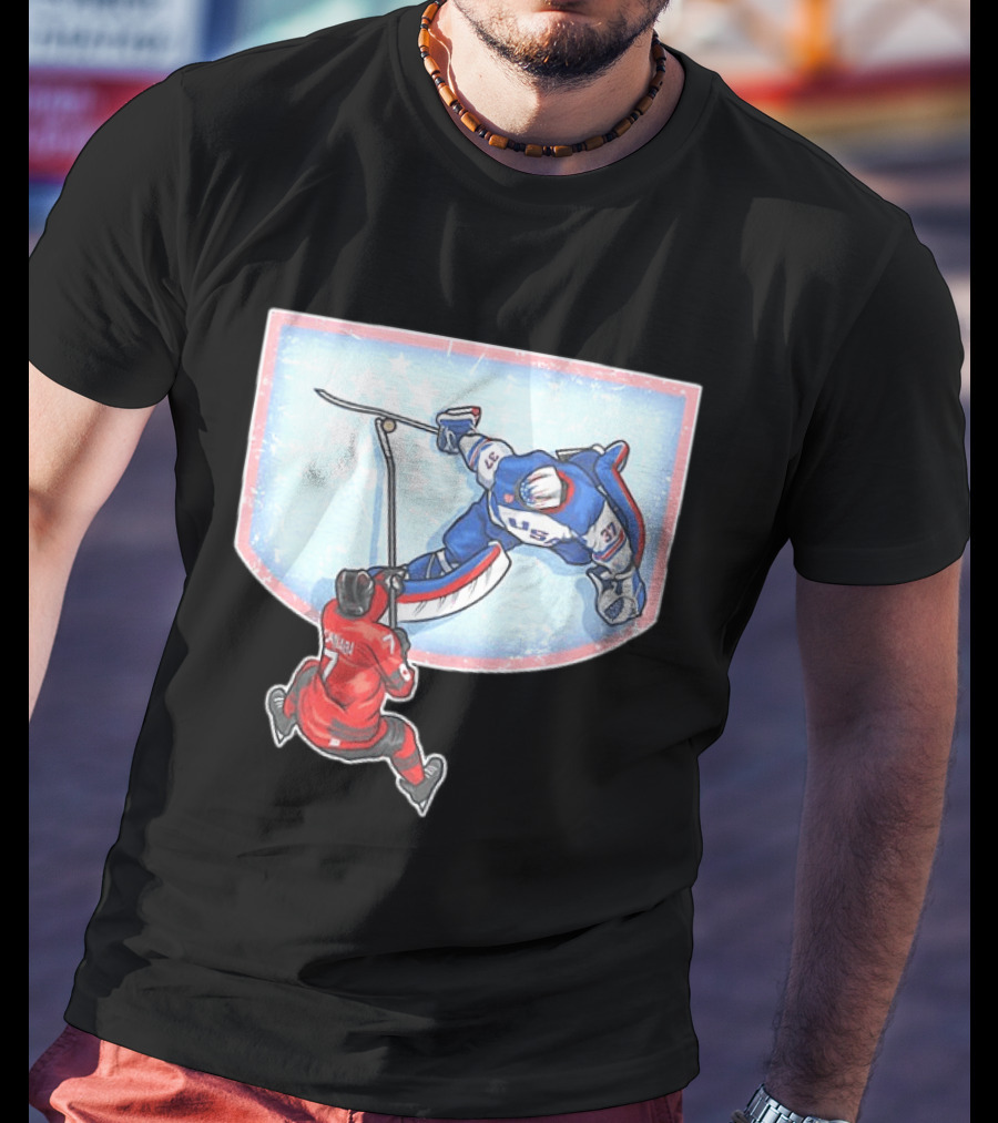 Connor Hellebuyck 2026 Winter Olympics USA Hockey Goalie Save Event T-Shirt