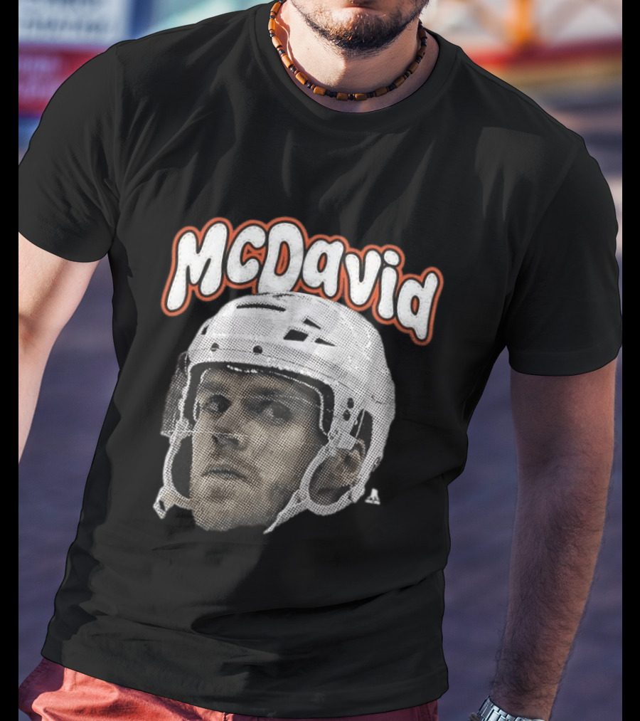 Connor McDavid Edmonton Oilers Hockey Big Face Bold Text NHL Fan T-Shirt