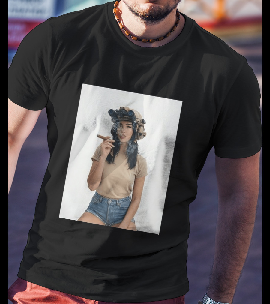 D Lipa Smoking Cigar Night Vision Helmet Aesthetic T-Shirt