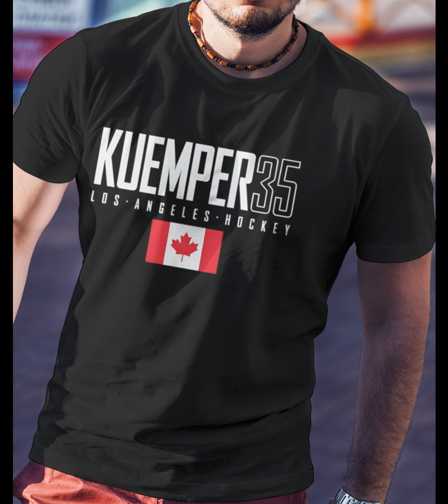 Kuemper 35 Los Angeles Hockey Canada Flag T-Shirt