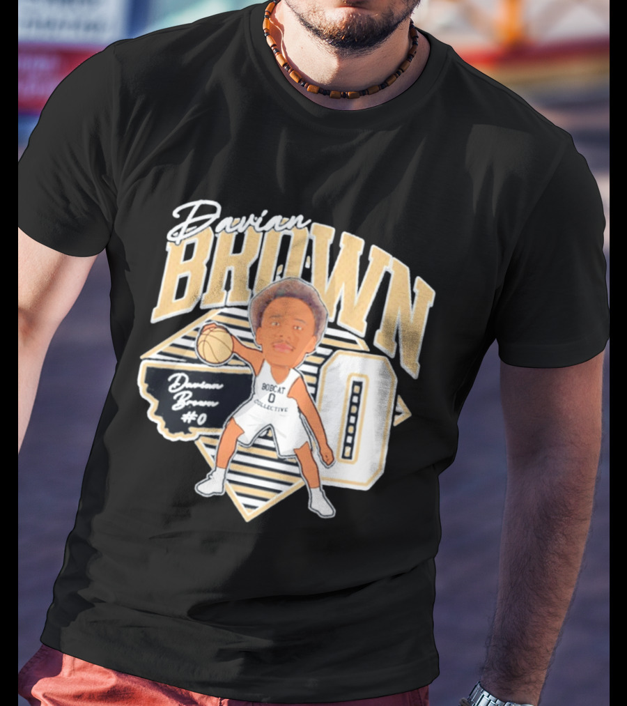 Davian Brown Bobcat Collective #0 Caricature Montana State T-Shirt