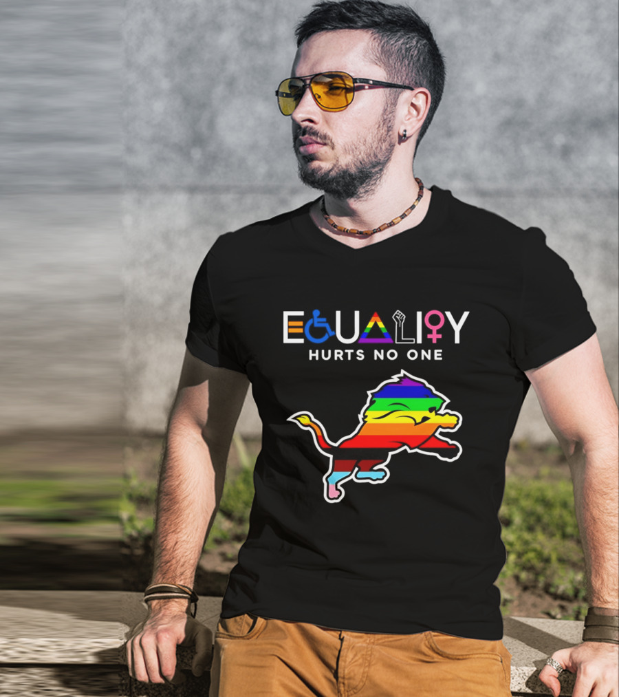 Detroit Lions Equality Rainbow Lion Hurts No One T-Shirt