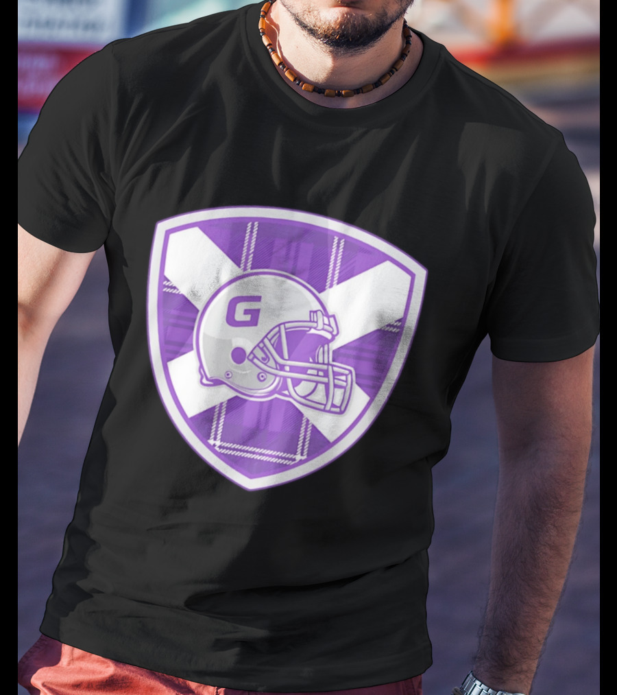 Glasgow Tartan Football Helmet Badge With St. Andrew's Cross T-Shirt