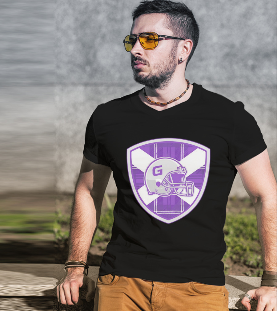 Glasgow Tartan Football Helmet Badge With St. Andrew's Cross T-Shirt