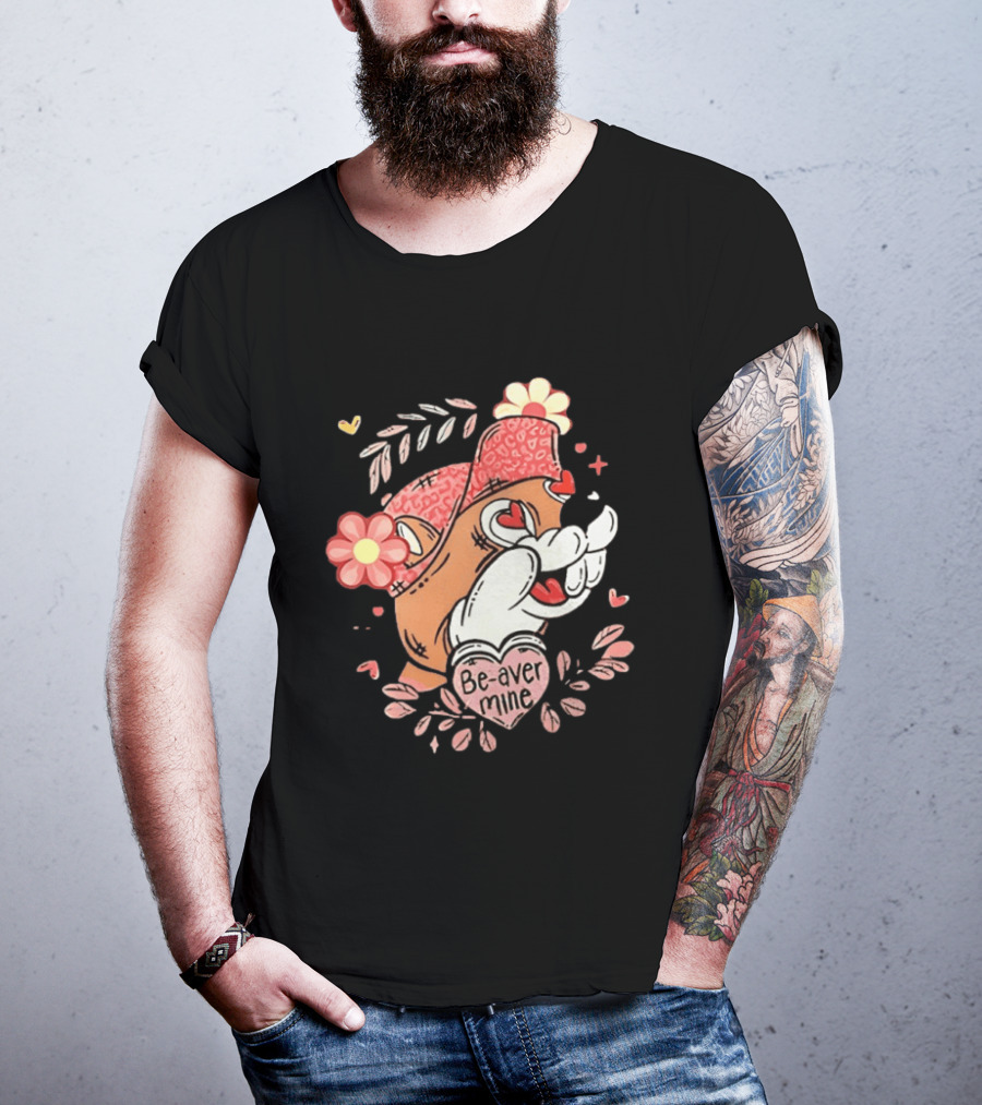 Buc Ee's Beaver Be Mine Valentine's Day Flowers Hearts T-Shirt