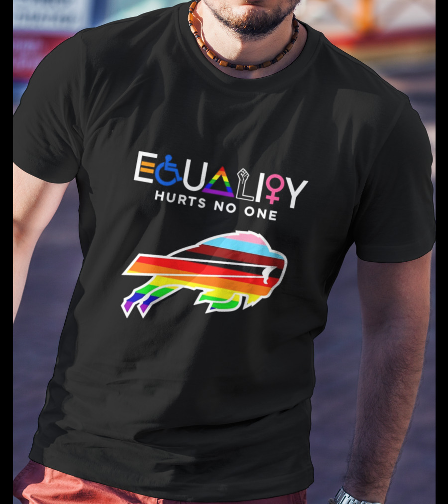 Buffalo Bills Equality Hurts No One Inclusivity Symbol With Rainbow Pride T-Shirt