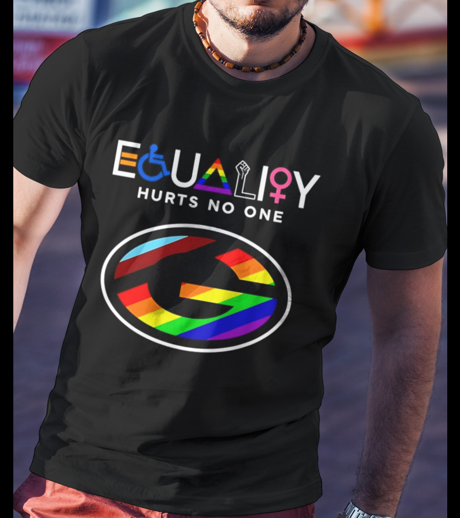 EQUALITY HURTS NO ONE Green Bay Packers Rainbow T-Shirt