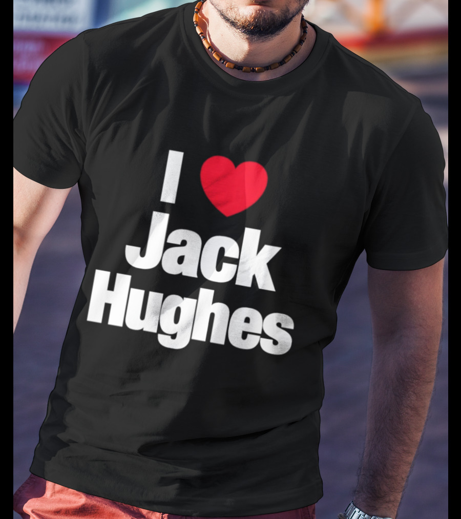 I Love Jack Hughes New Jersey Devils Heart Fan T-Shirt