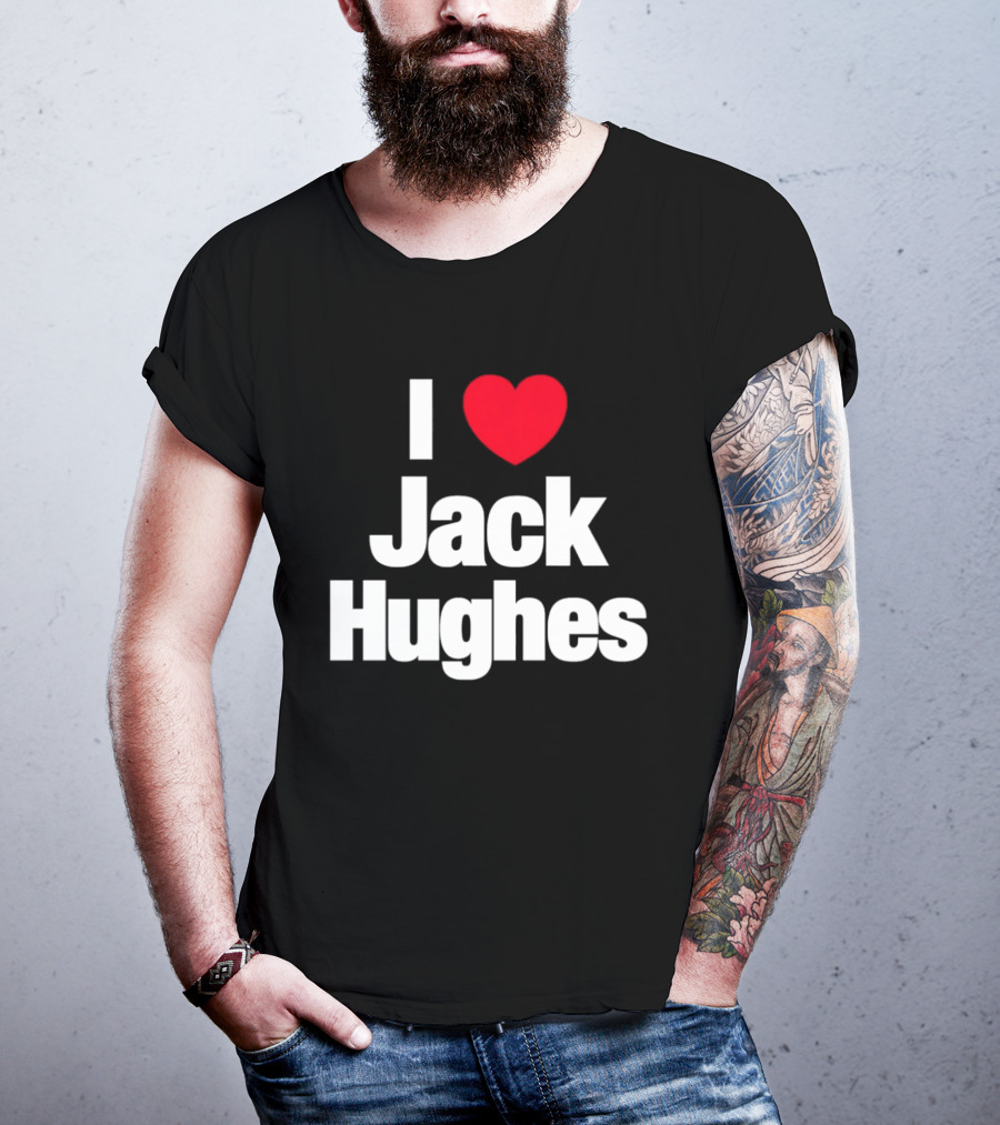 I Love Jack Hughes New Jersey Devils Heart Fan T-Shirt