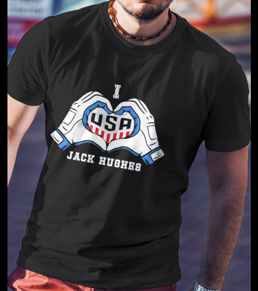 I Love USA Jack Hughes Hockey Fan Winner T-Shirt