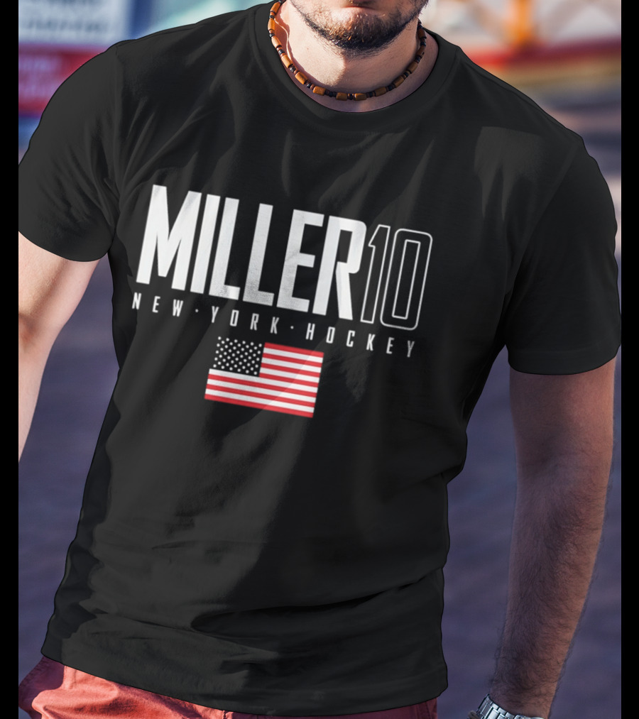 Miller 10 New York Hockey USA Flag T-Shirt
