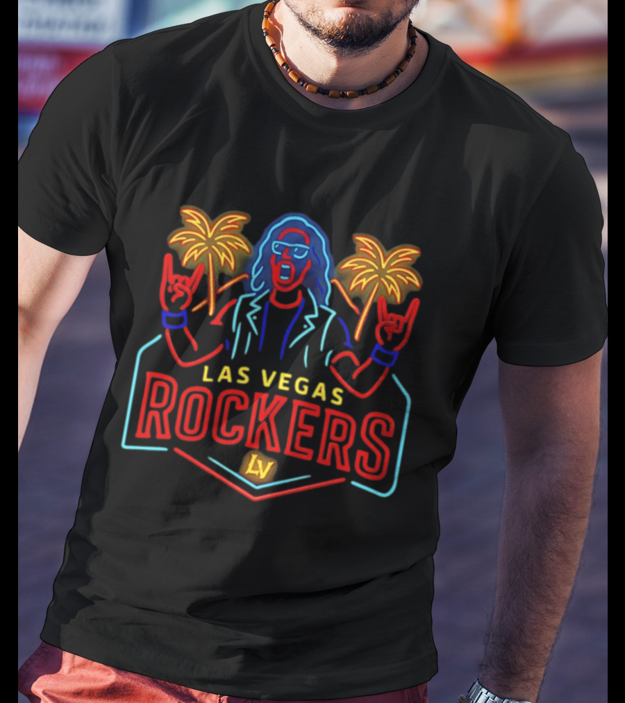 Las Vegas Rockers Neon Palm Trees Rockstar T-Shirt