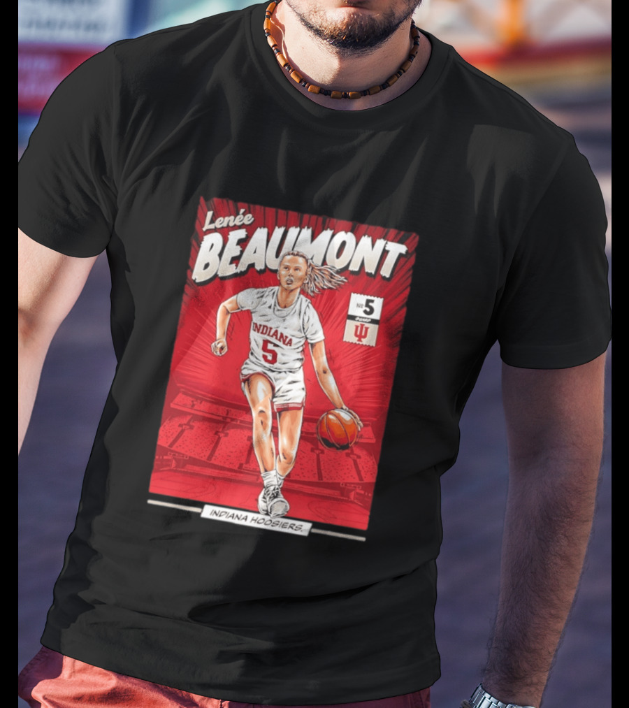 Lenée Beaumont Indiana Hoosiers No 5 Comic Basketball Athlete T-Shirt