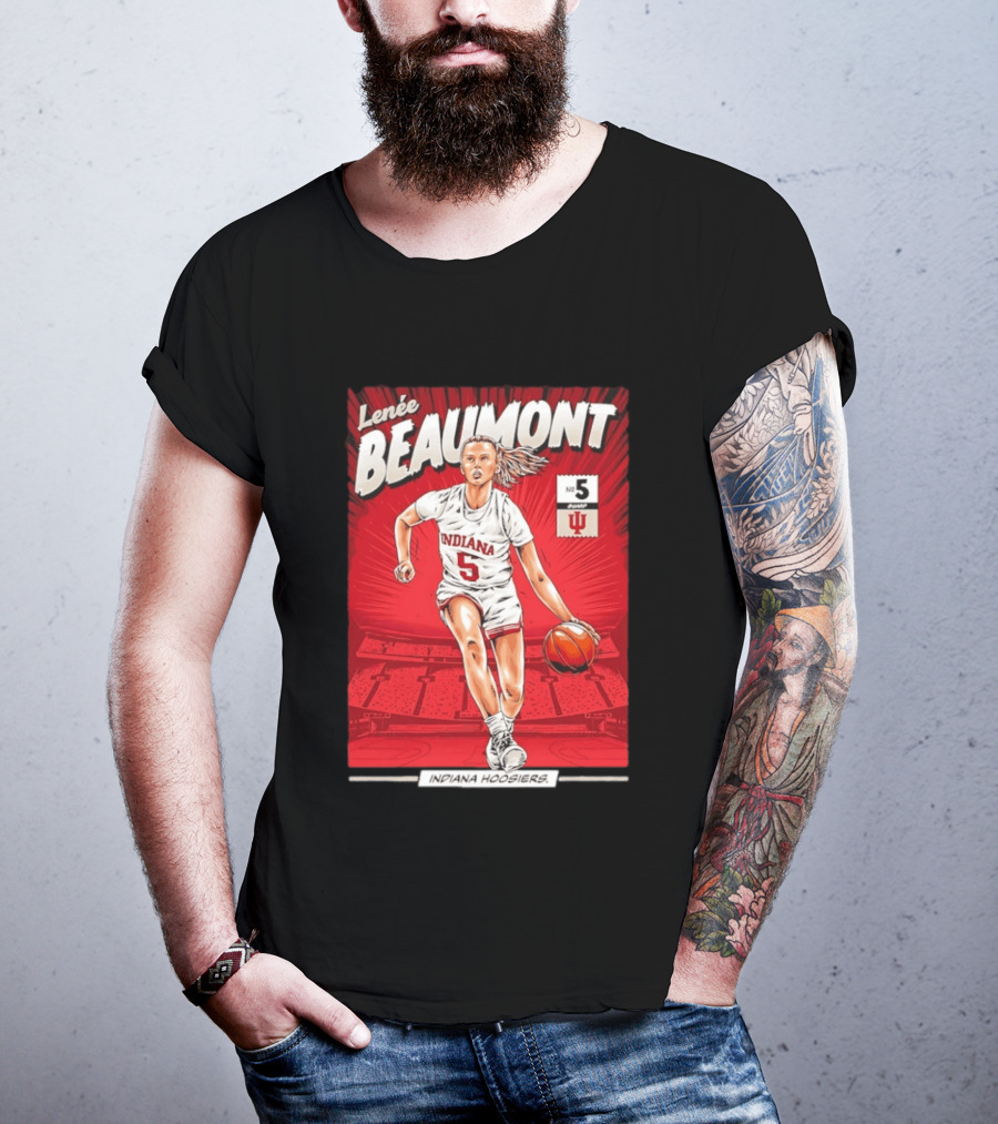Lenée Beaumont Indiana Hoosiers No 5 Comic Basketball Athlete T-Shirt