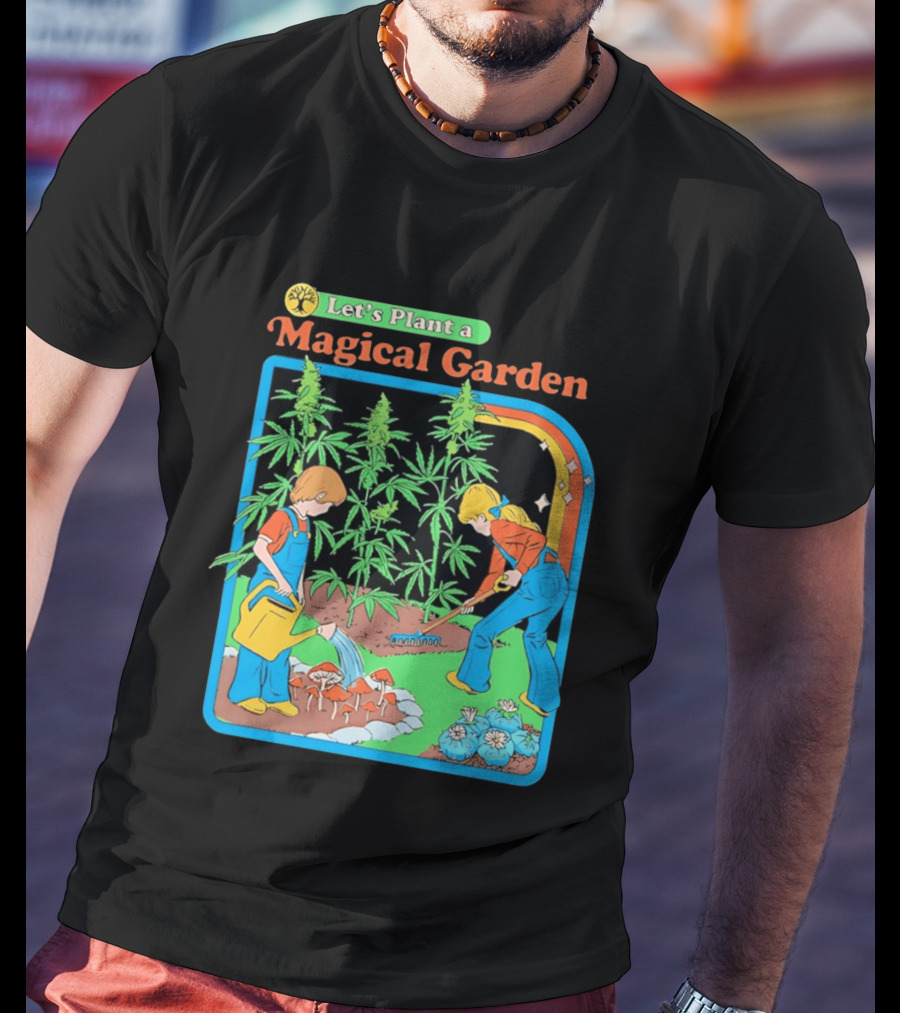 Let's Plant A Magical Garden Children Steven Rhodes Retro Gardening Adventure T-Shirt
