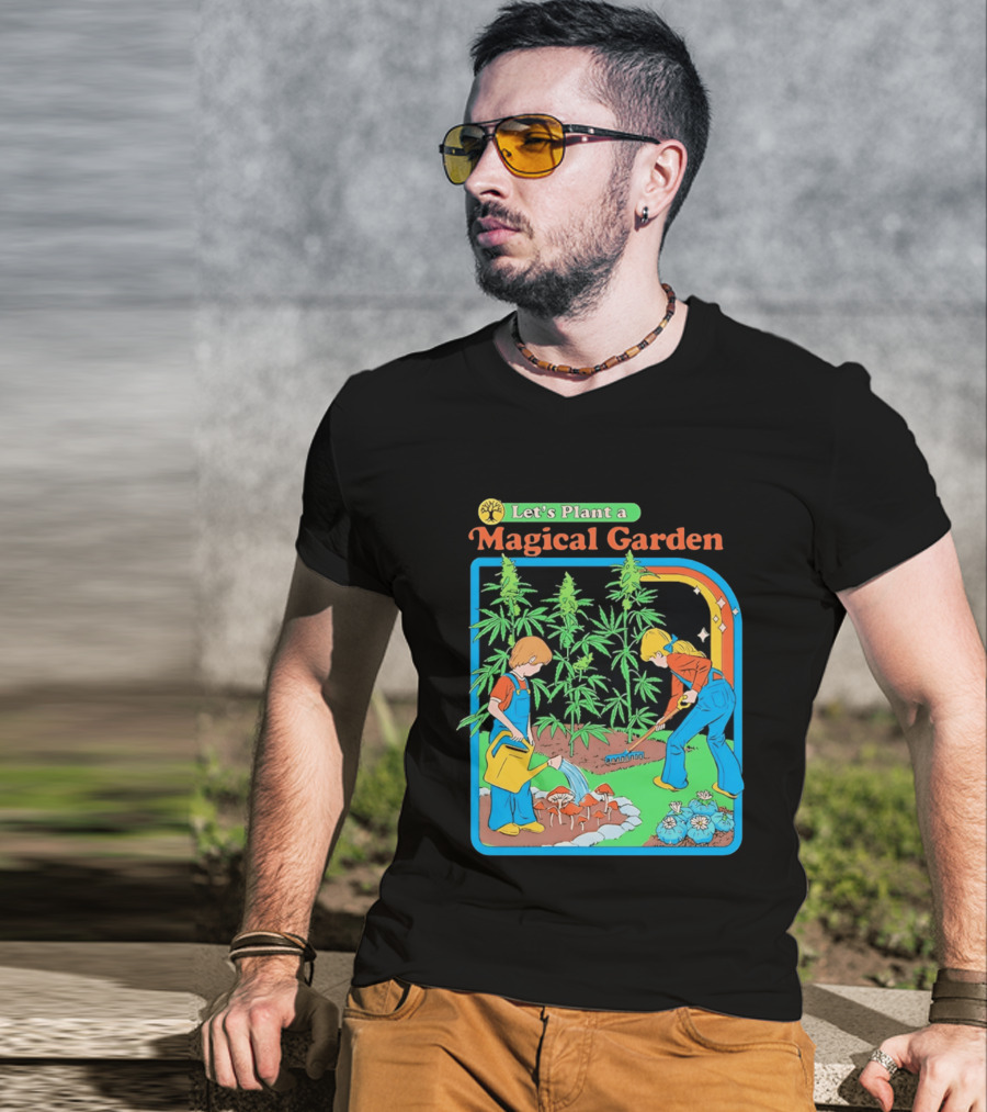 Let's Plant A Magical Garden Children Steven Rhodes Retro Gardening Adventure T-Shirt