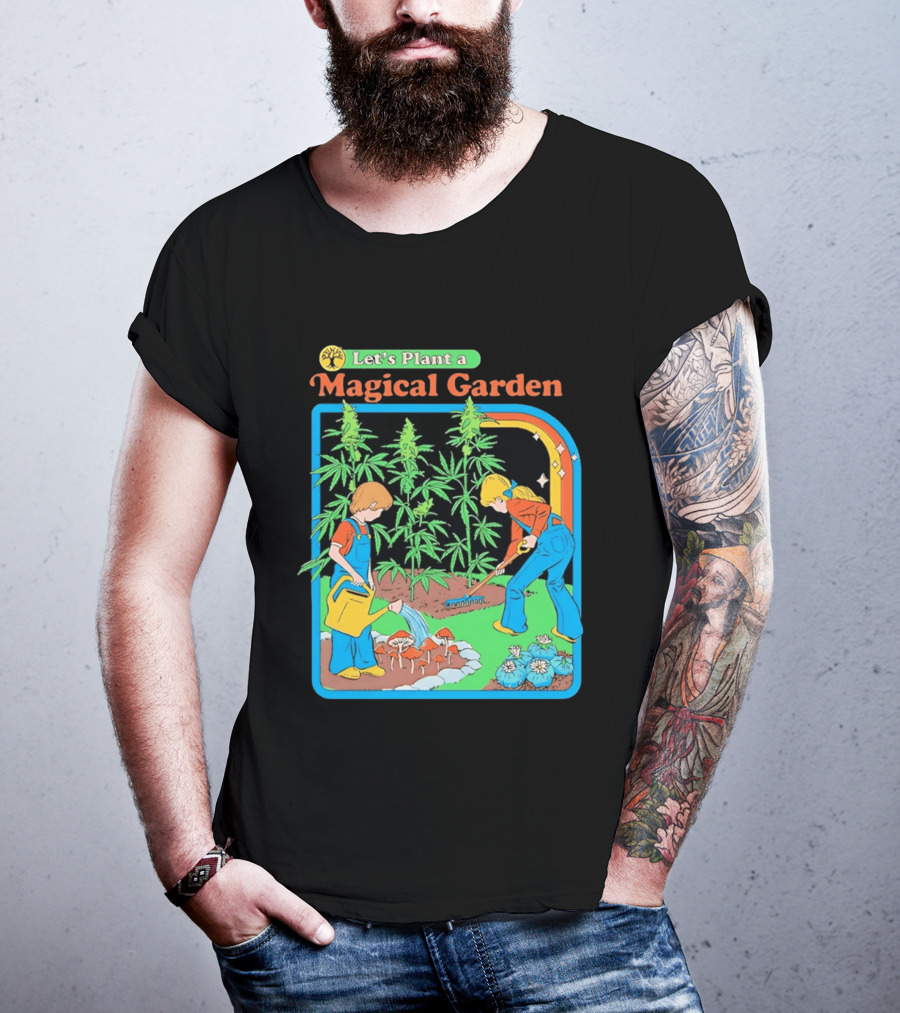 Let's Plant A Magical Garden Children Steven Rhodes Retro Gardening Adventure T-Shirt