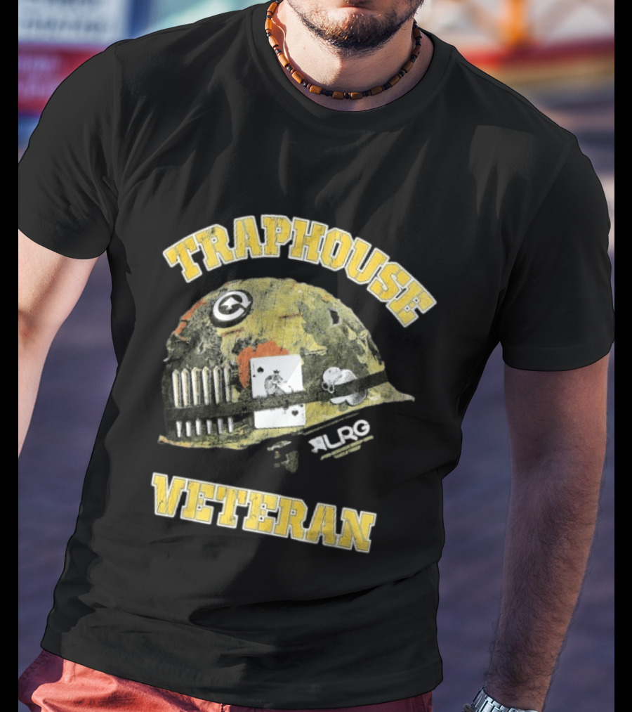 Traphouse Veteran LRG Military Helmet Playing Card Bullet T-Shirt