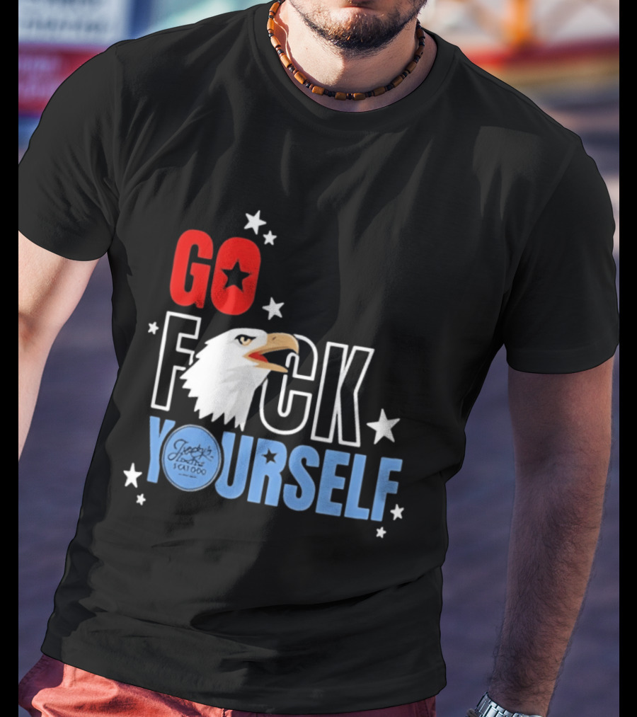 Jimmys Famous Seafood Go F Yourself Bald Eagle Stars T-Shirt