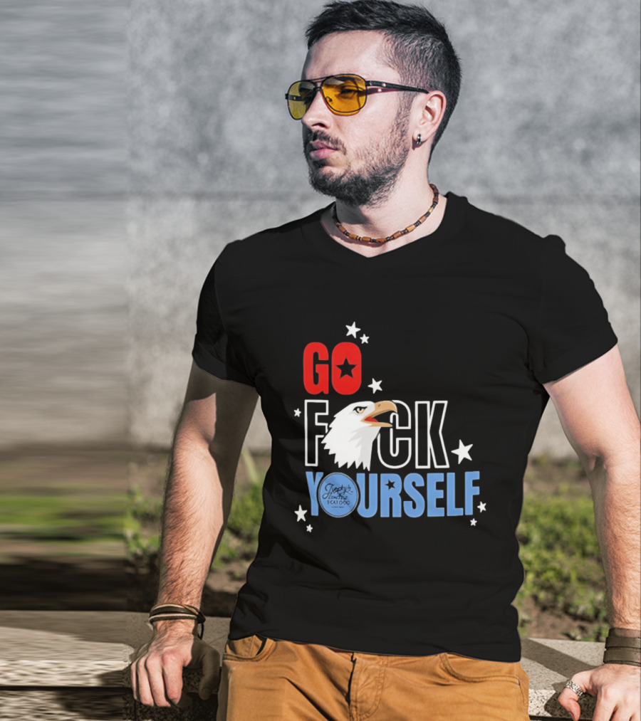 Jimmys Famous Seafood Go F Yourself Bald Eagle Stars T-Shirt