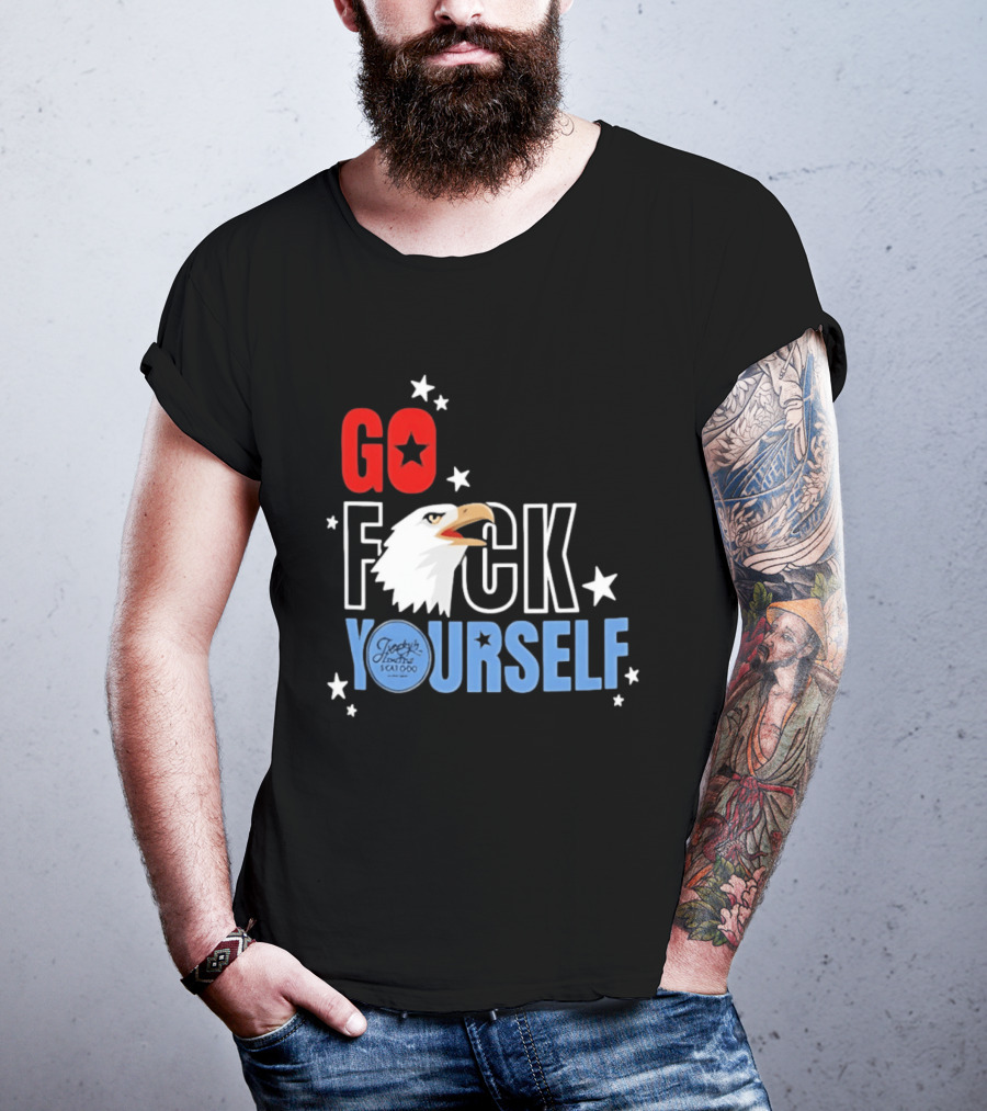 Jimmys Famous Seafood Go F Yourself Bald Eagle Stars T-Shirt