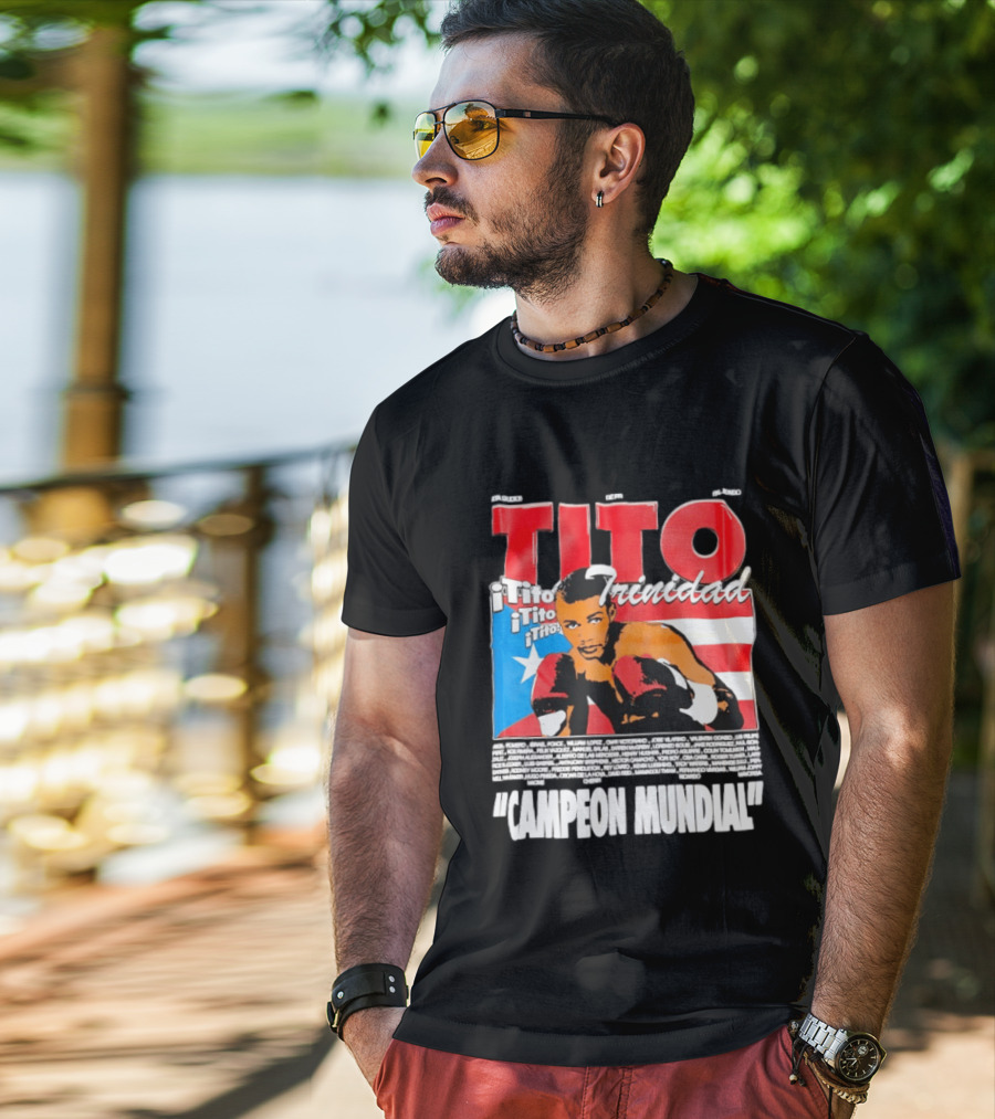 Tito Trinidad Campeon Mundial Puerto Rican Flag Boxing Legend T-Shirt