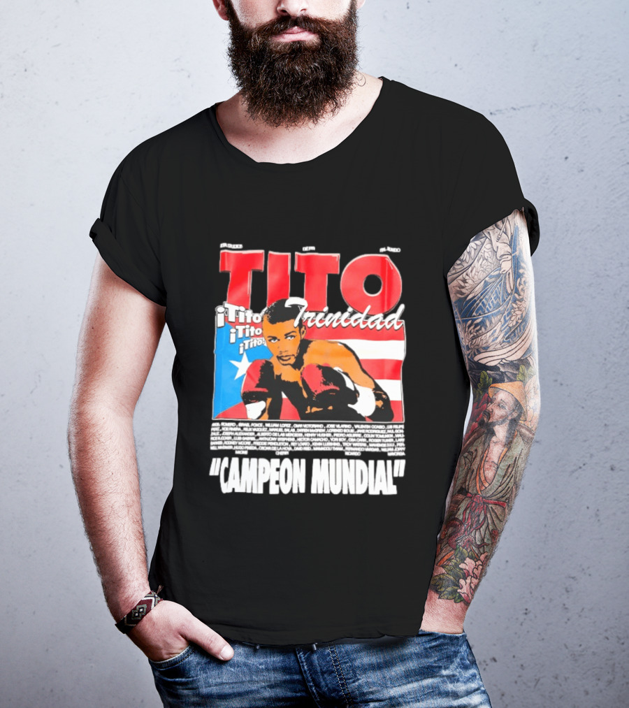 Tito Trinidad Campeon Mundial Puerto Rican Flag Boxing Legend T-Shirt