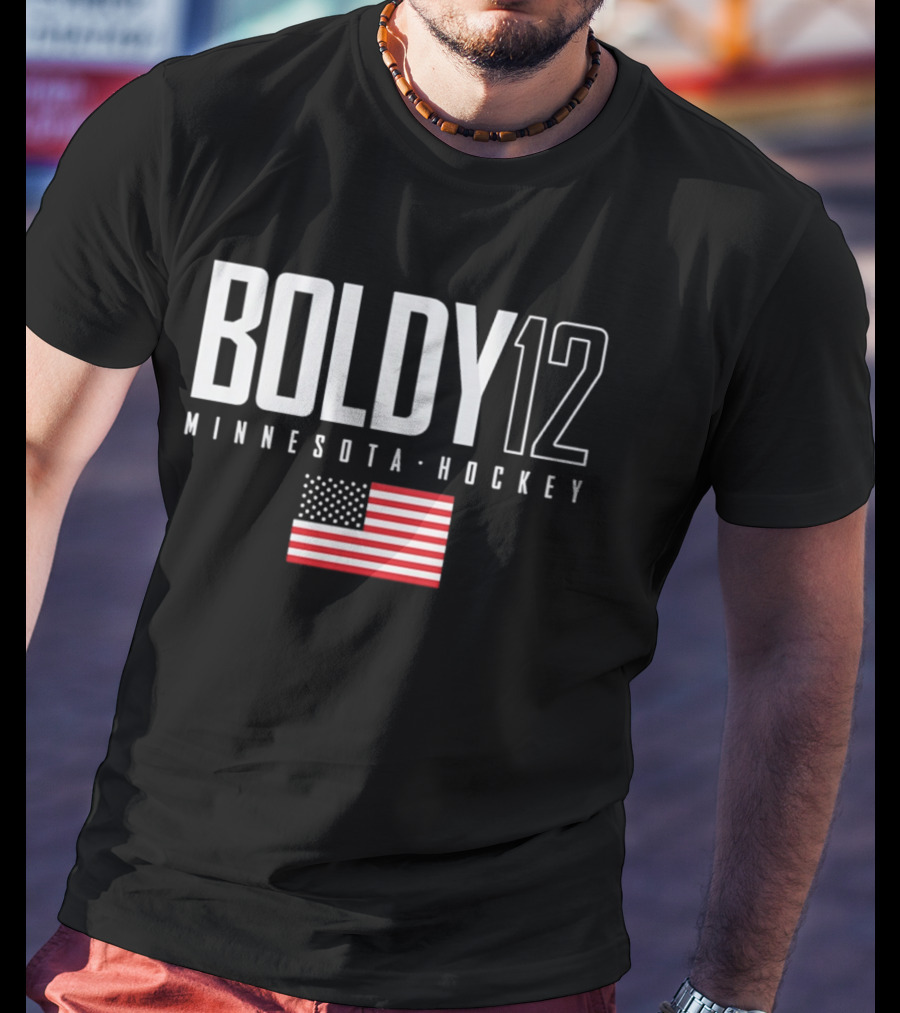 BOLDY 12 Minnesota Hockey USA Flag T-Shirt