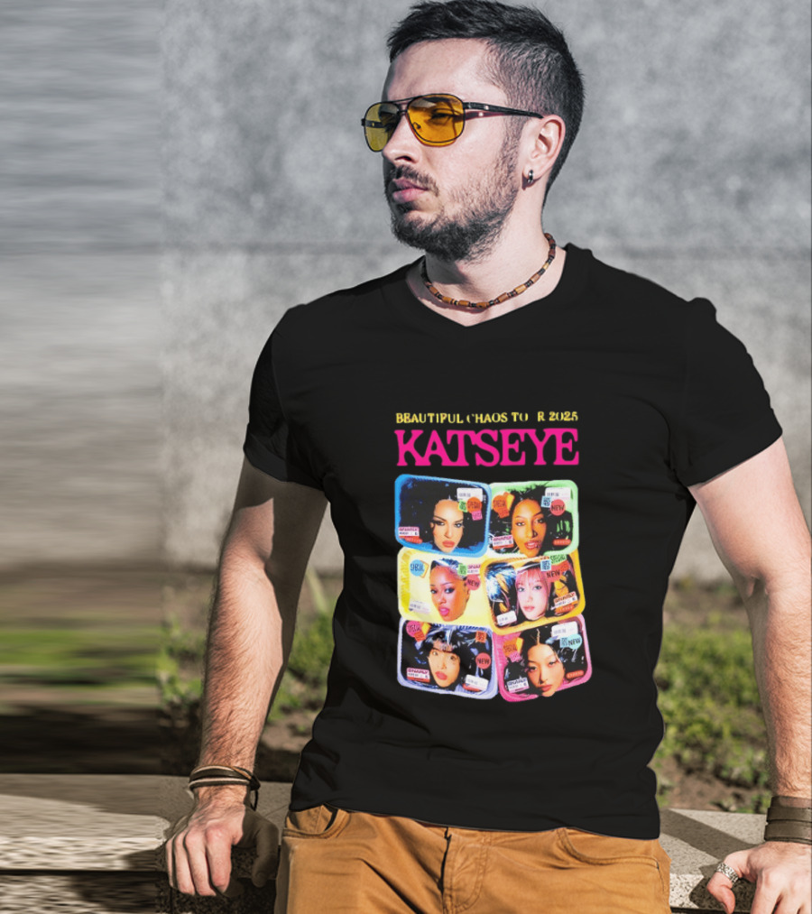 Beautiful Chaos Tour 2025 Katseye Selfie Expressive Portraits 90s Pop T-Shirt