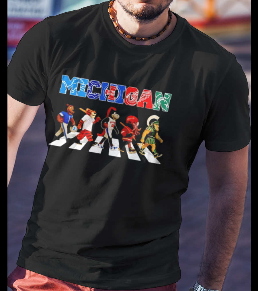 Michigan State Spartans Detroit Lions Tigers Pistons Red Wings Abbey Road T-Shirt