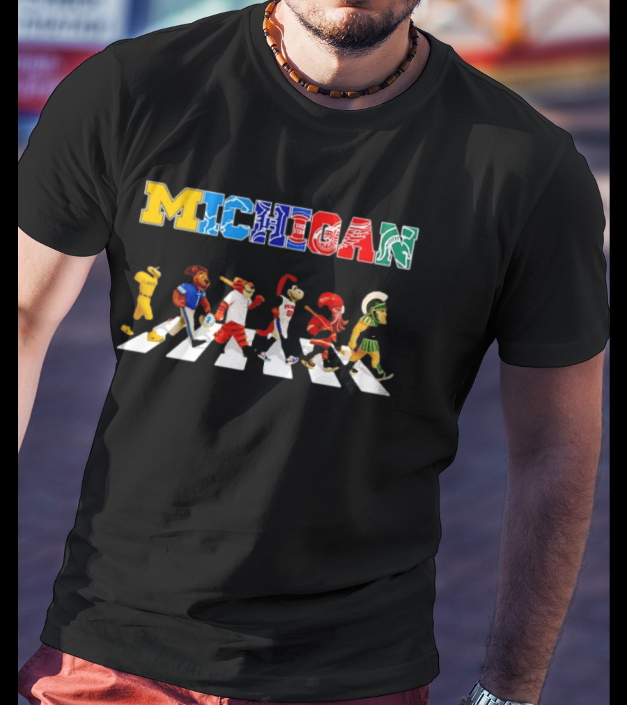 Michigan Wolverines Detroit Lions Tigers Pistons Red Wings Spartans Abbey Road T-Shirt