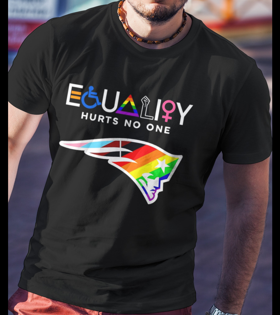 New England Patriots Equality Hurts No One Inclusive Pride Logos T-Shirt