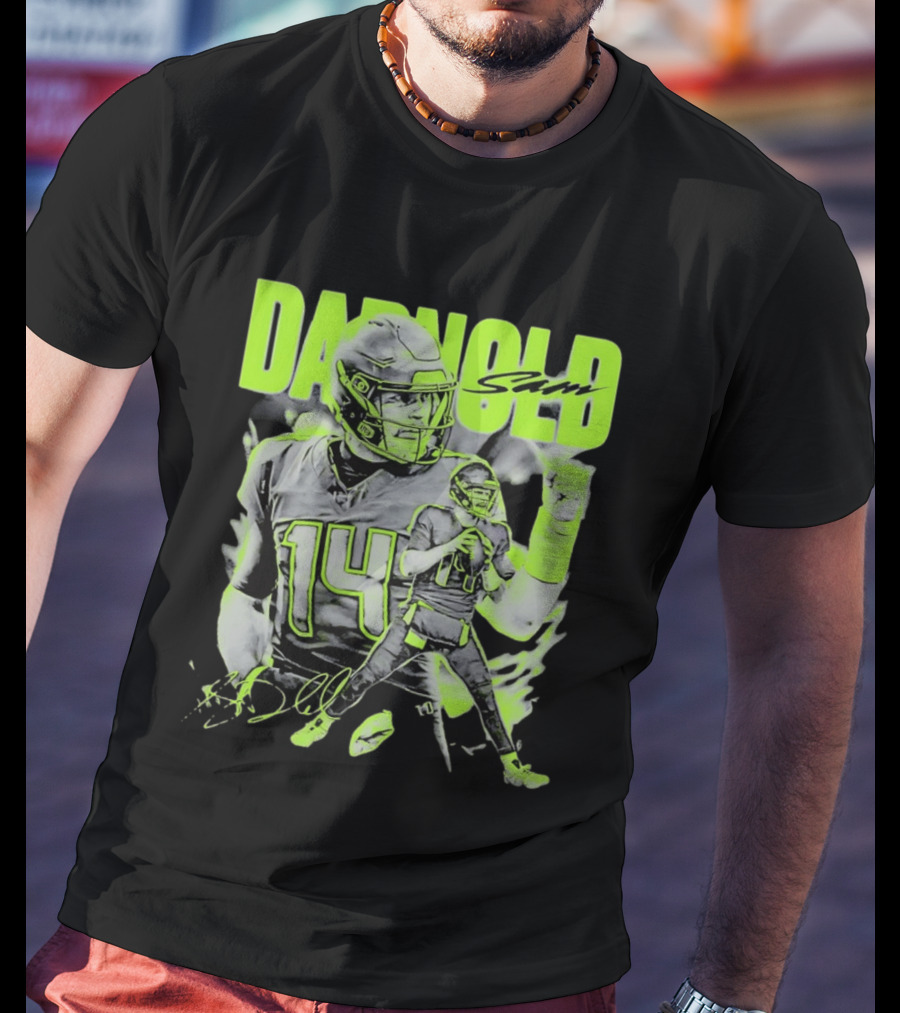 Sam Darnold Seattle Number 14 Neon Sports T-Shirt