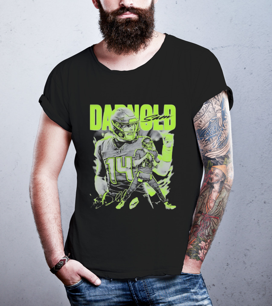 Sam Darnold Seattle Number 14 Neon Sports T-Shirt