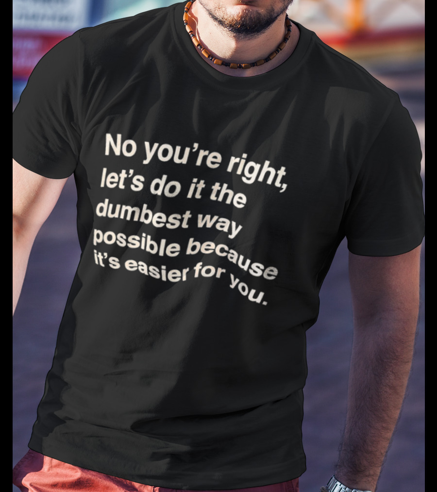 No You're Right Let's Do It The Dumbest Way Possible Because It's Easier For You T-Shirt