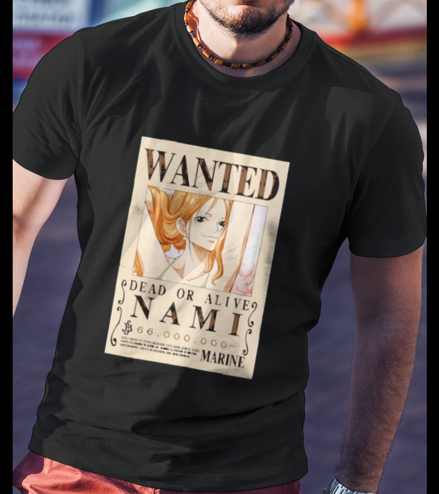 WANTED Dead Or Alive Nami 66,000,000 Beli One Piece Marine T-Shirt