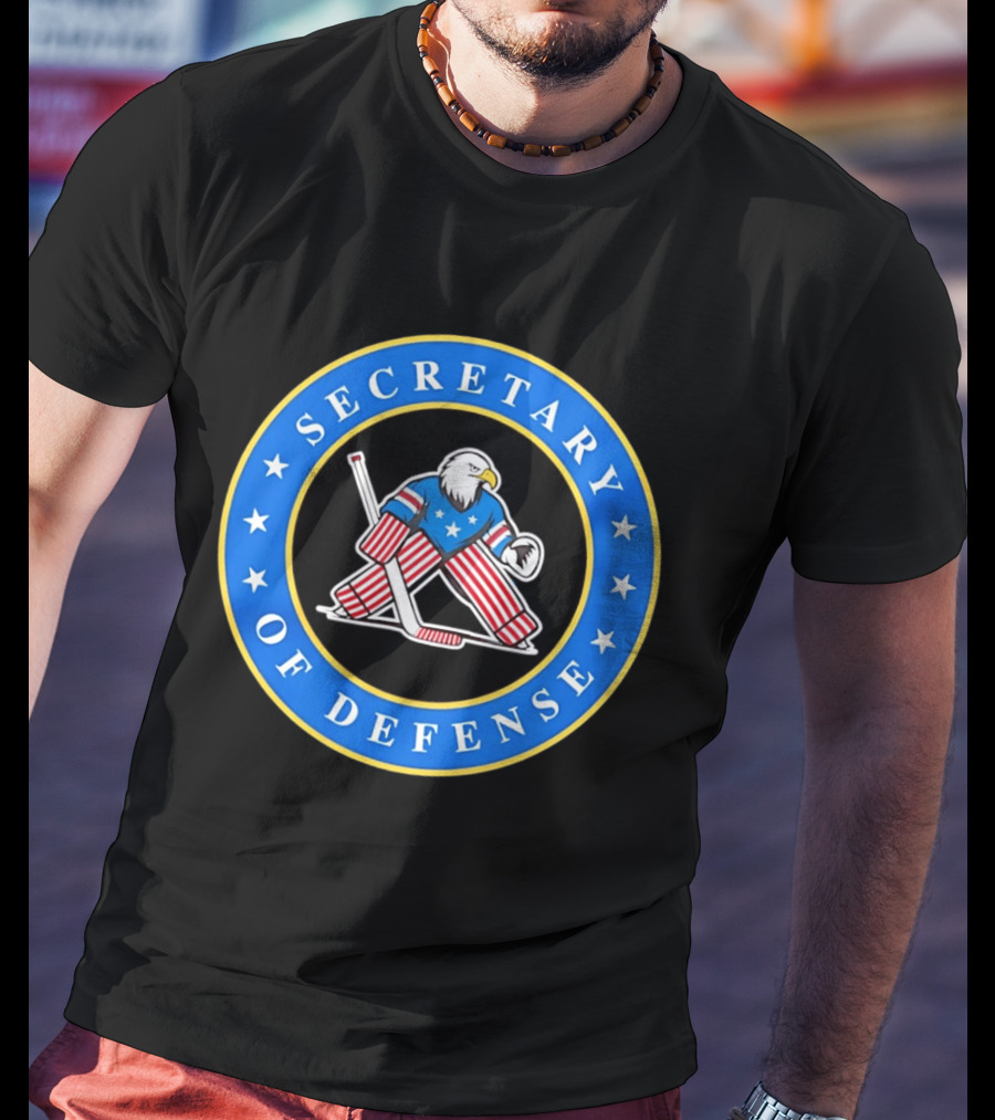 Secretary Of Defense USA Hockey Bald Eagle Goalie Stars Stripes T-Shirt