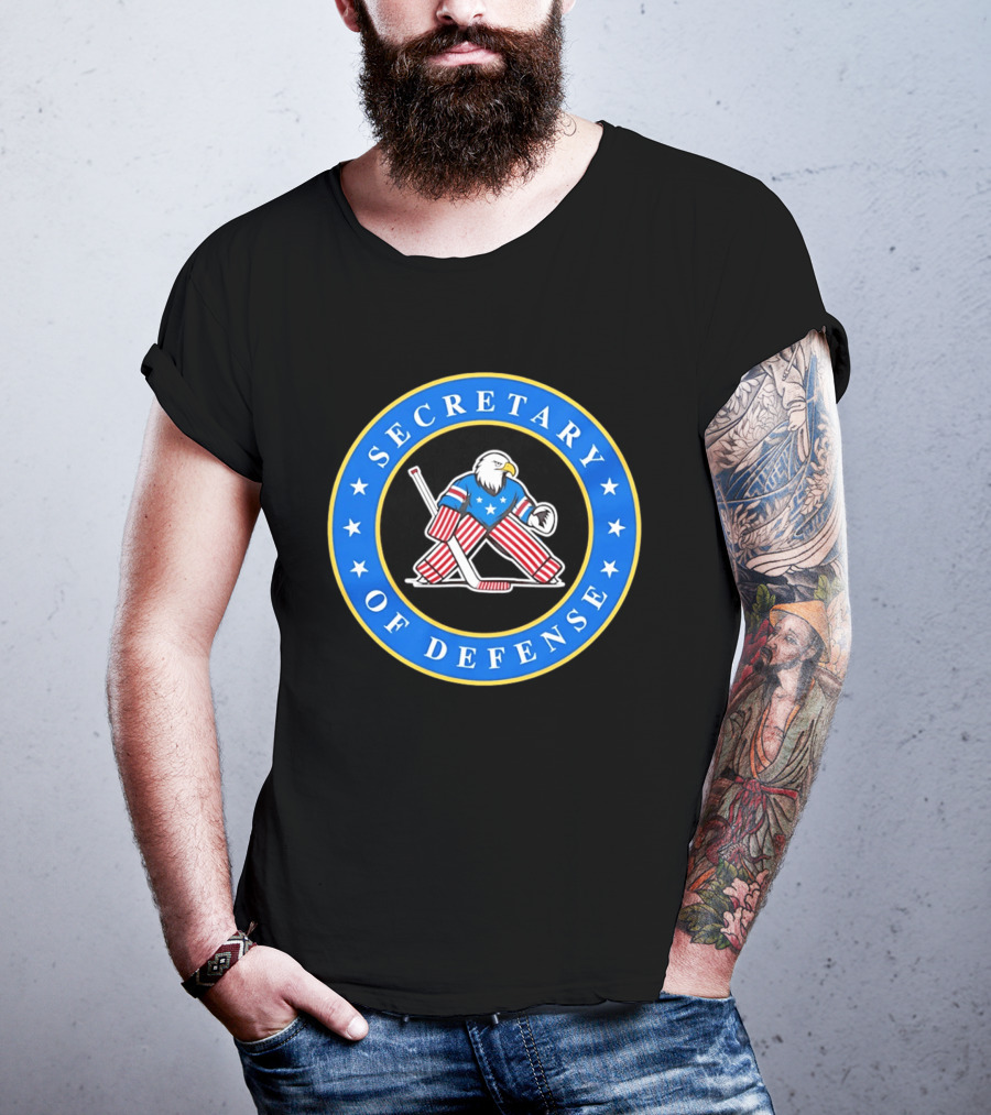 Secretary Of Defense USA Hockey Bald Eagle Goalie Stars Stripes T-Shirt