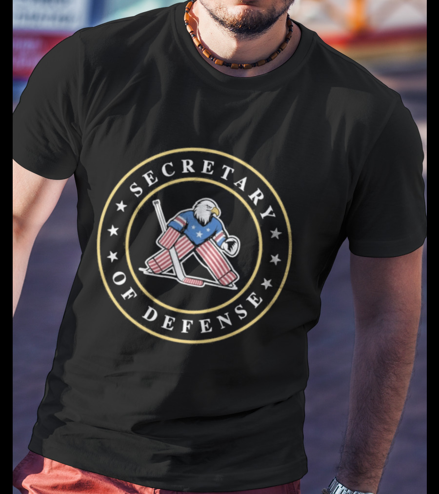 SECRETARY OF DEFENSE Hockey Goalie Eagle Patriotic American Stars And Stripes T-Shirt