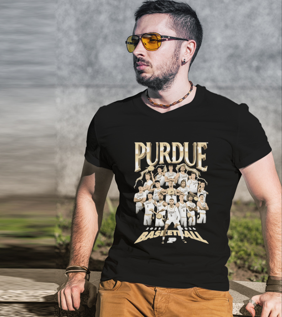 Purdue Boilermakers 2025 2026 Basketball Team Players Collage T-Shirt