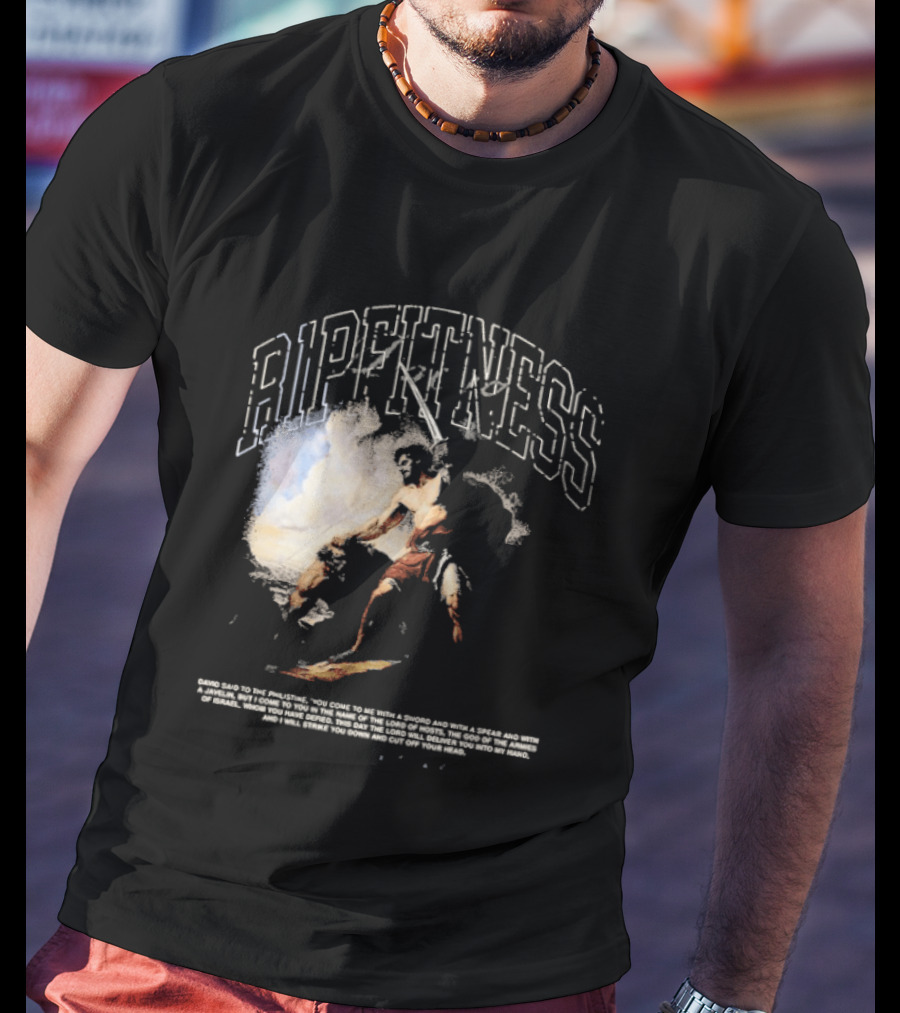 R1pfitness David The Shepherd King Michelangelo Biblical Warrior T-Shirt